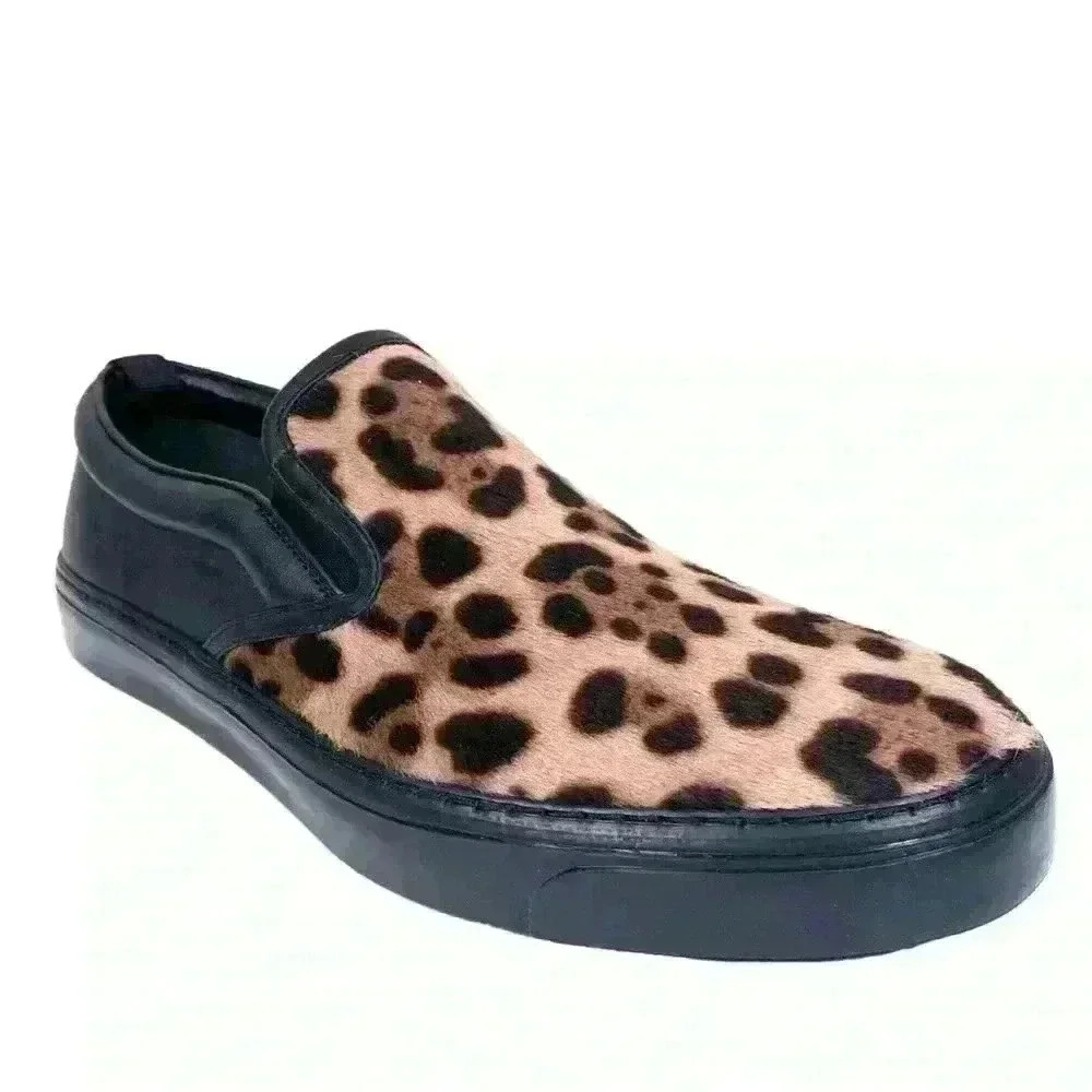 Men's Gucci Leopard Print Pony Hair Low-Top Slip-On Sneakers Size 12 - Picture 4 of 6
